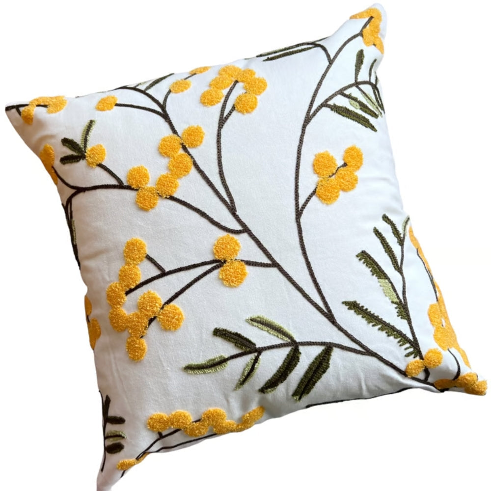 Cushion Cover Microfiber Blend Raised Embroidery Hidden Zipper