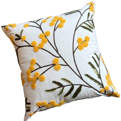 Cushion Cover Microfiber Blend Raised Embroidery Hidden Zipper