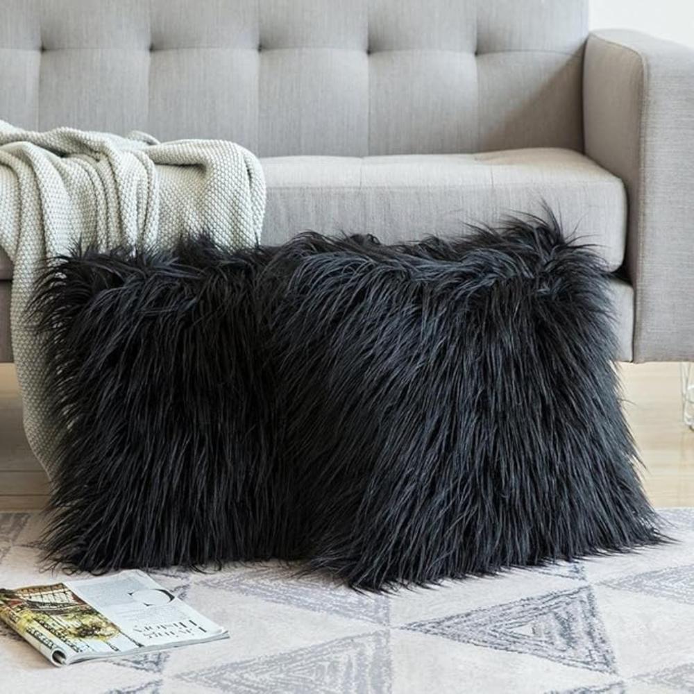 Cushion Cover Plush Faux Fur Cotton Backing