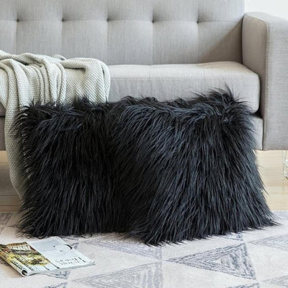 Cushion Cover Plush Faux Fur Cotton Backing