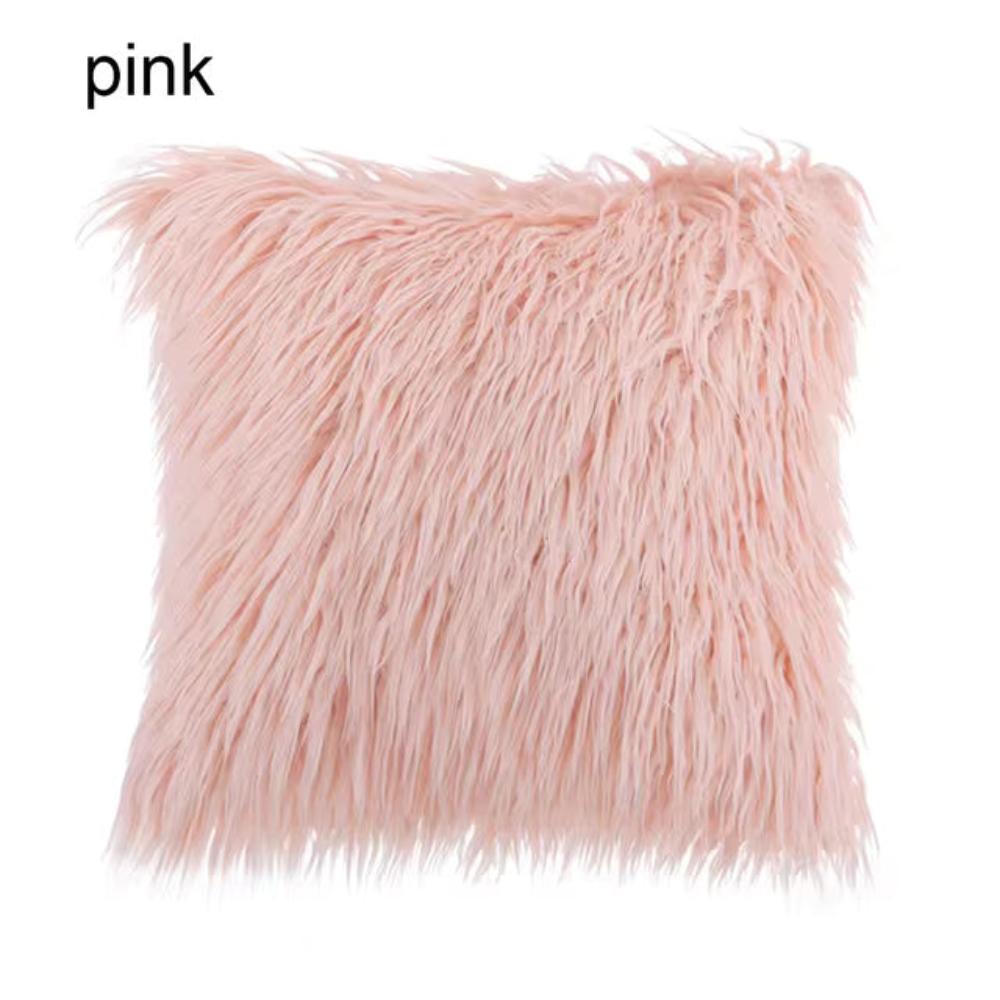 Cushion Cover Plush Faux Fur Cotton Backing