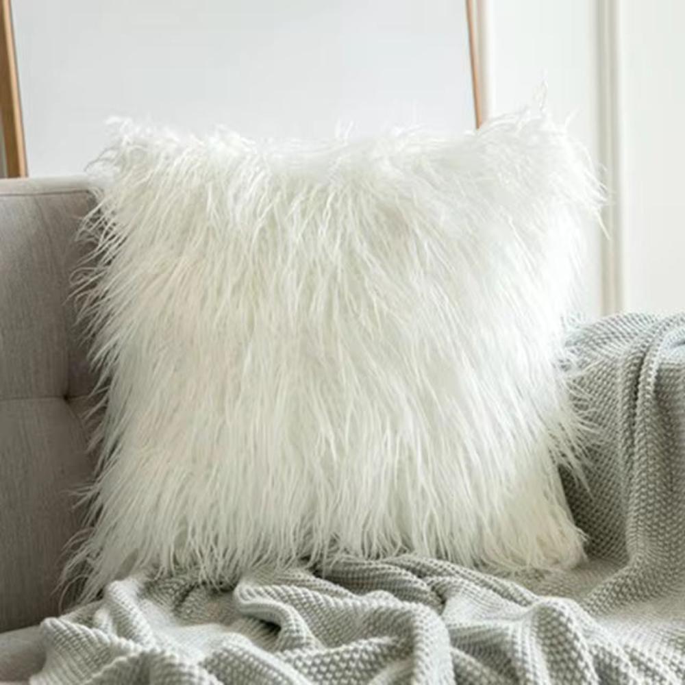 Cushion Cover Plush Faux Fur Cotton Backing