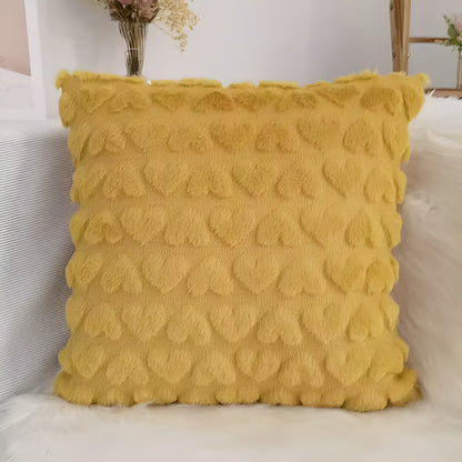 Cushion Cover Plush Heart Microfiber Blend Hidden Zip