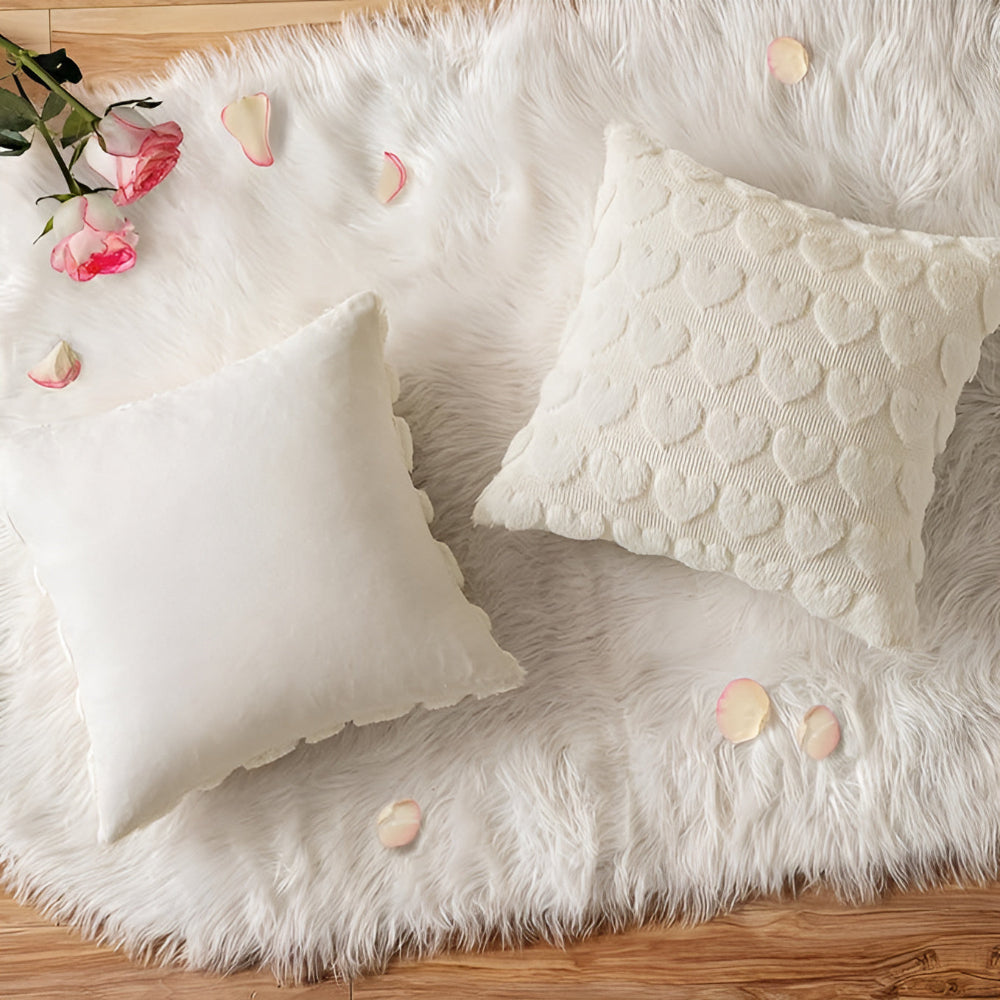Cushion Cover Plush Heart Microfiber Blend Hidden Zip