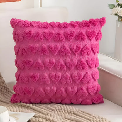 Cushion Cover Plush Heart Microfiber Blend Hidden Zip