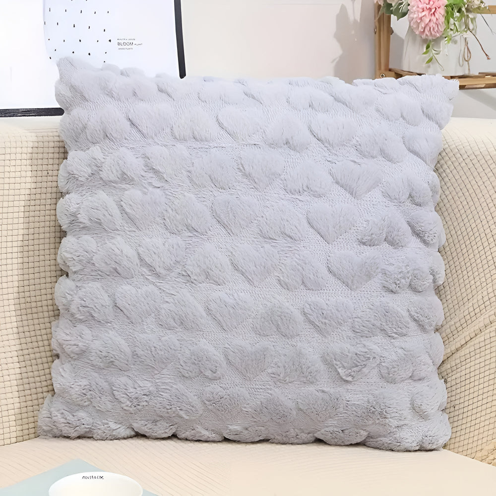 Cushion Cover Plush Heart Microfiber Blend Hidden Zip