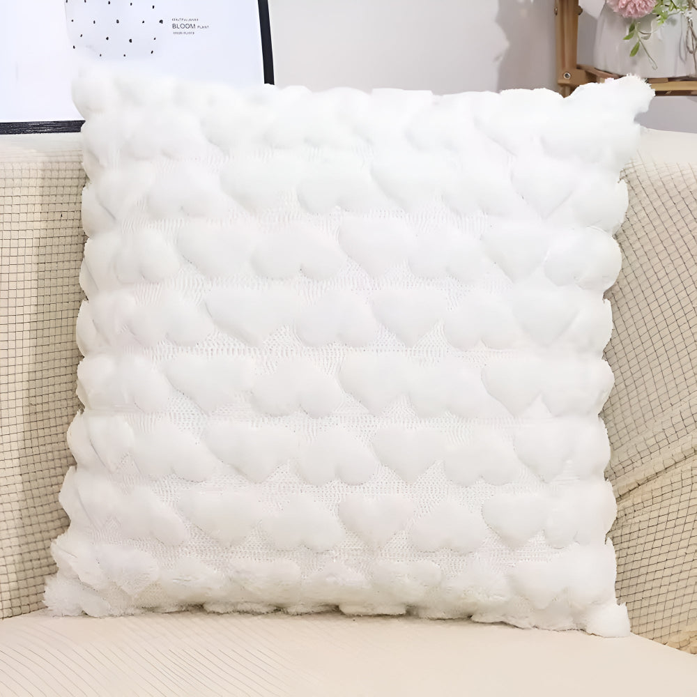 Cushion Cover Plush Heart Microfiber Blend Hidden Zip