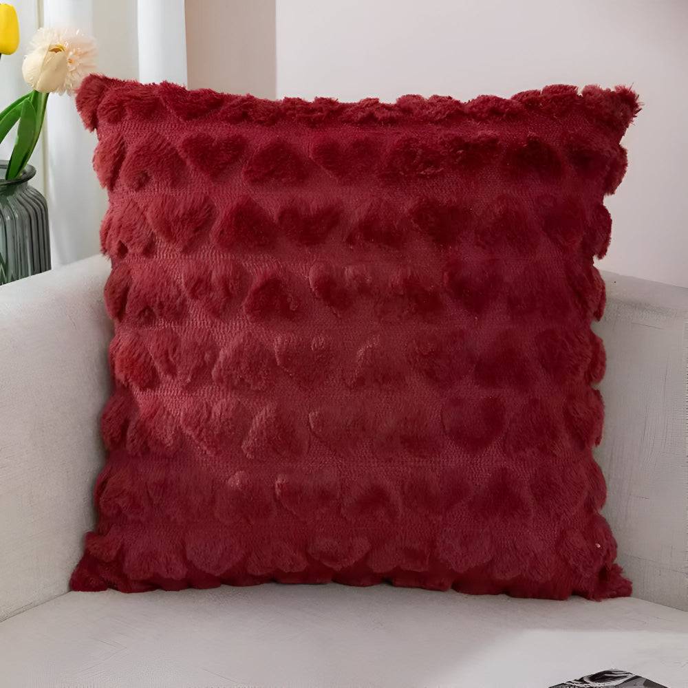 Cushion Cover Plush Heart Microfiber Blend Hidden Zip