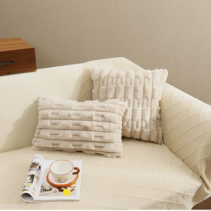 Cushion Cover Plush Microfiber Striped Machine Washable