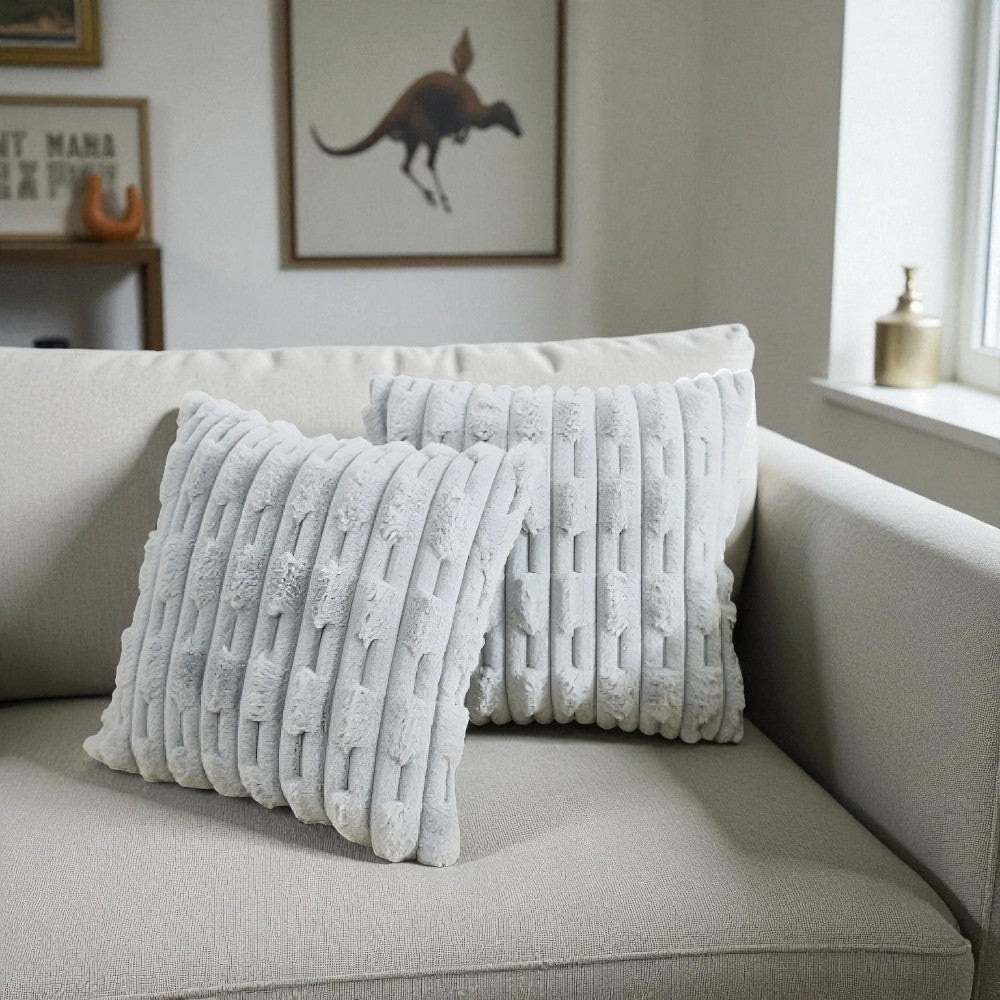 Cushion Cover Plush Microfiber Striped Machine Washable