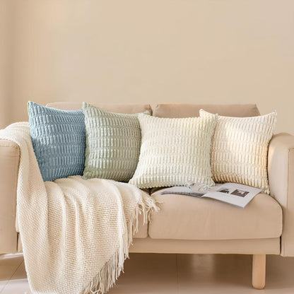 Cushion Cover Plush Ridged Polyester Hidden Zipper