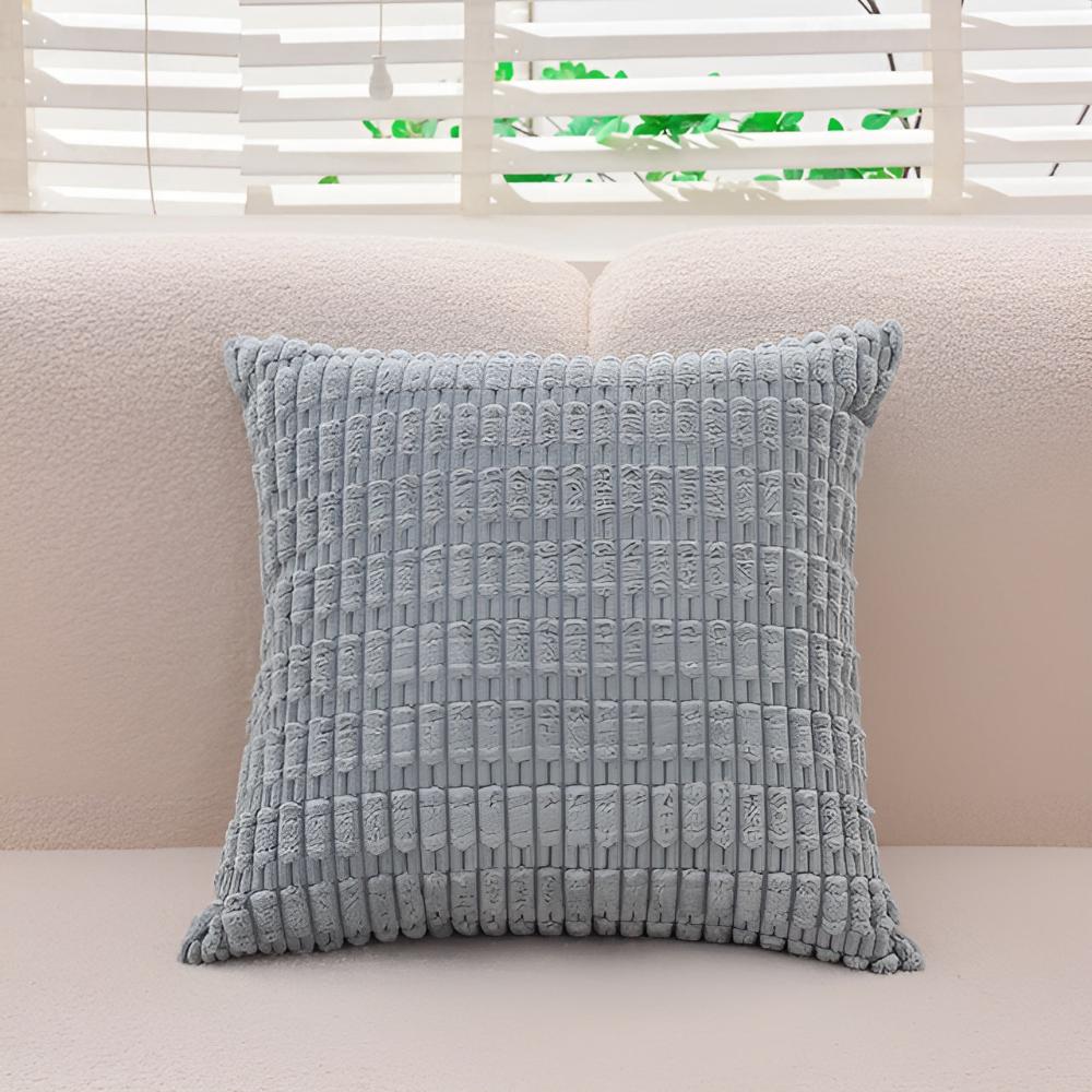 Cushion Cover Plush Ridged Polyester Hidden Zipper