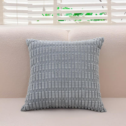 Cushion Cover Plush Ridged Polyester Hidden Zipper