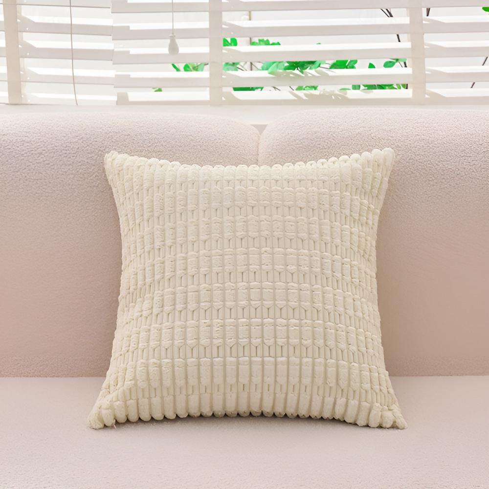 Cushion Cover Plush Ridged Polyester Hidden Zipper