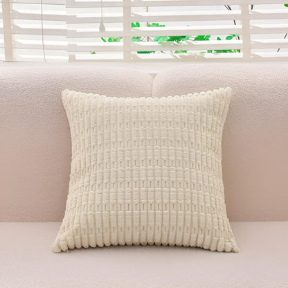 Cushion Cover Plush Ridged Polyester Hidden Zipper