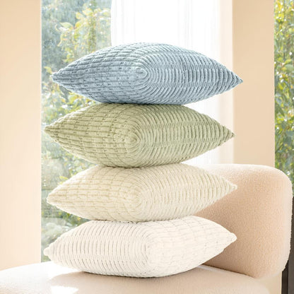Cushion Cover Plush Ridged Polyester Hidden Zipper