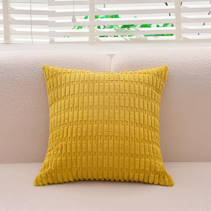 Cushion Cover Plush Ridged Polyester Hidden Zipper