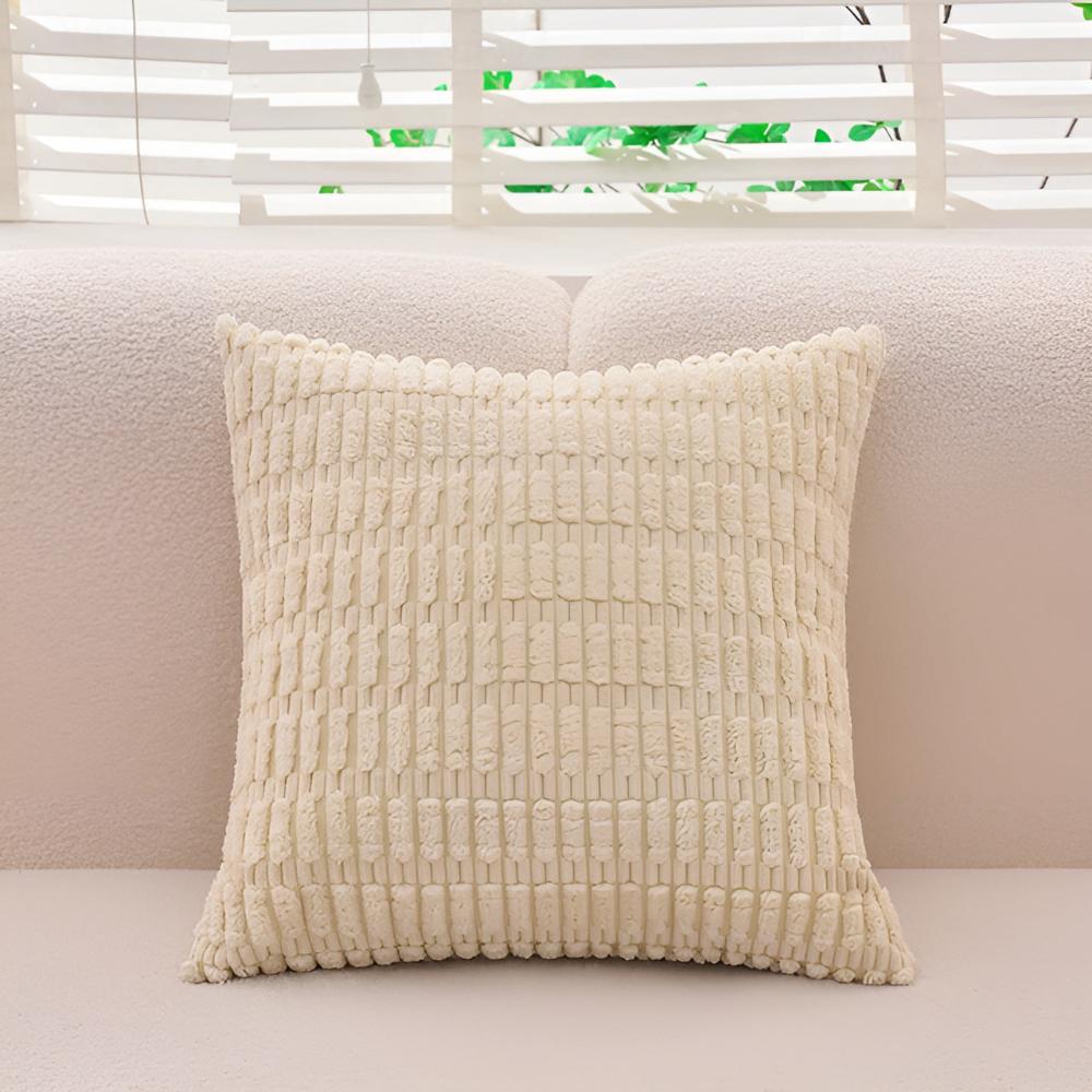 Cushion Cover Plush Ridged Polyester Hidden Zipper