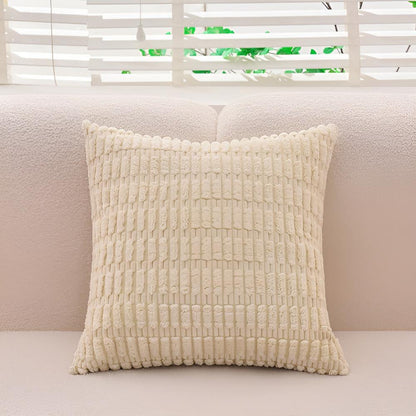Cushion Cover Plush Ridged Polyester Hidden Zipper