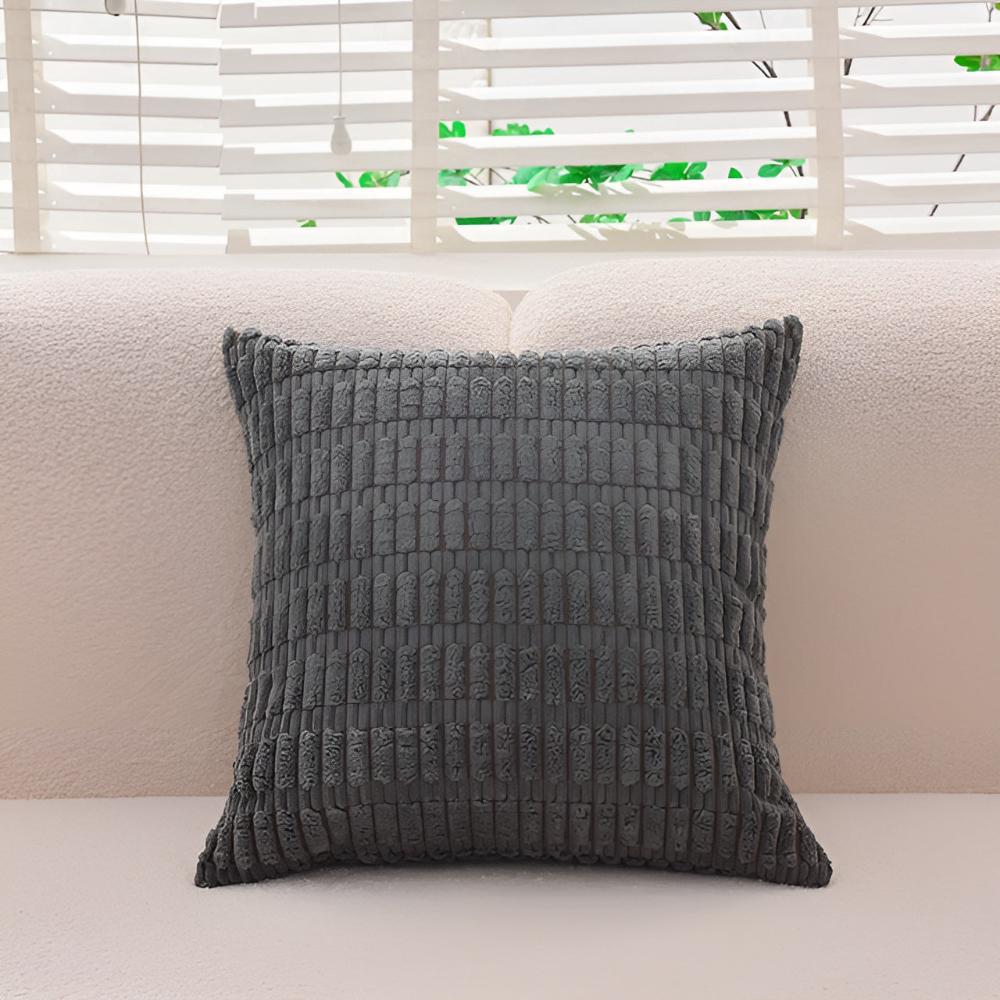 Cushion Cover Plush Ridged Polyester Hidden Zipper