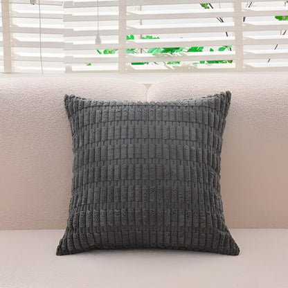 Cushion Cover Plush Ridged Polyester Hidden Zipper