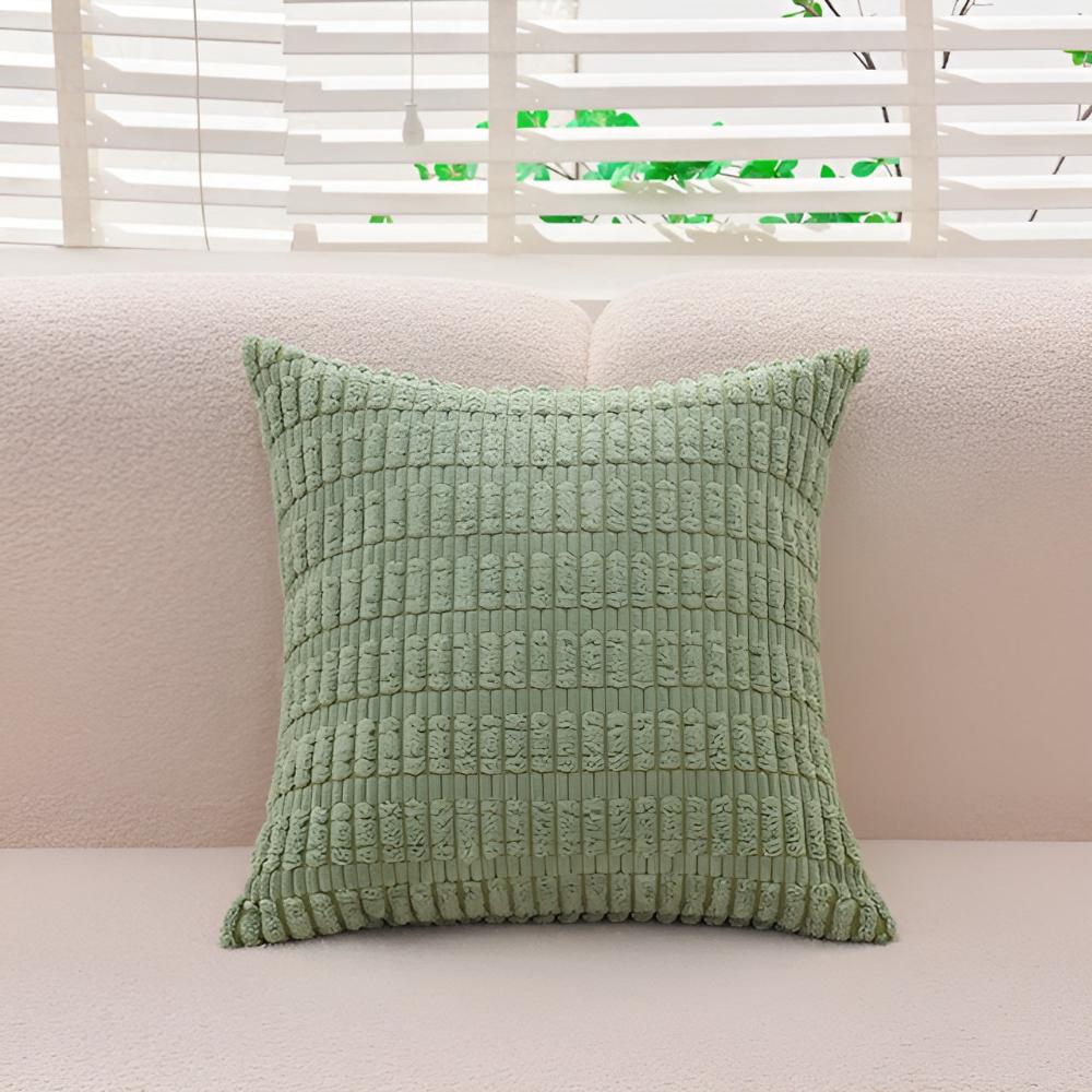 Cushion Cover Plush Ridged Polyester Hidden Zipper