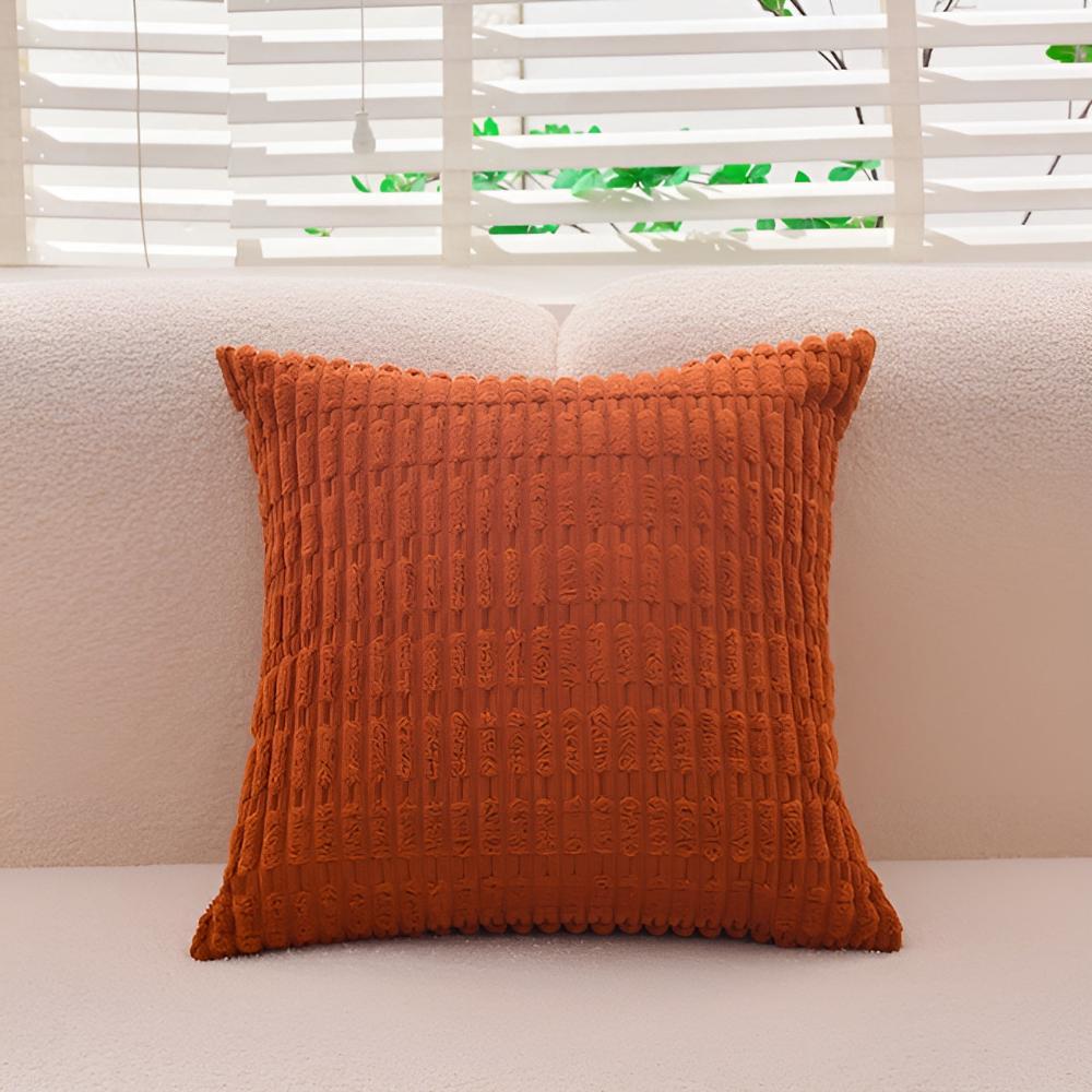 Cushion Cover Plush Ridged Polyester Hidden Zipper