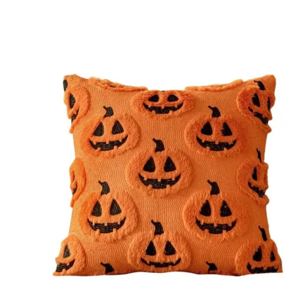 Cushion Cover Pumpkin Print Faux Fleece Machine Washable