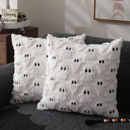 Cushion Cover Pumpkin Print Faux Fleece Machine Washable