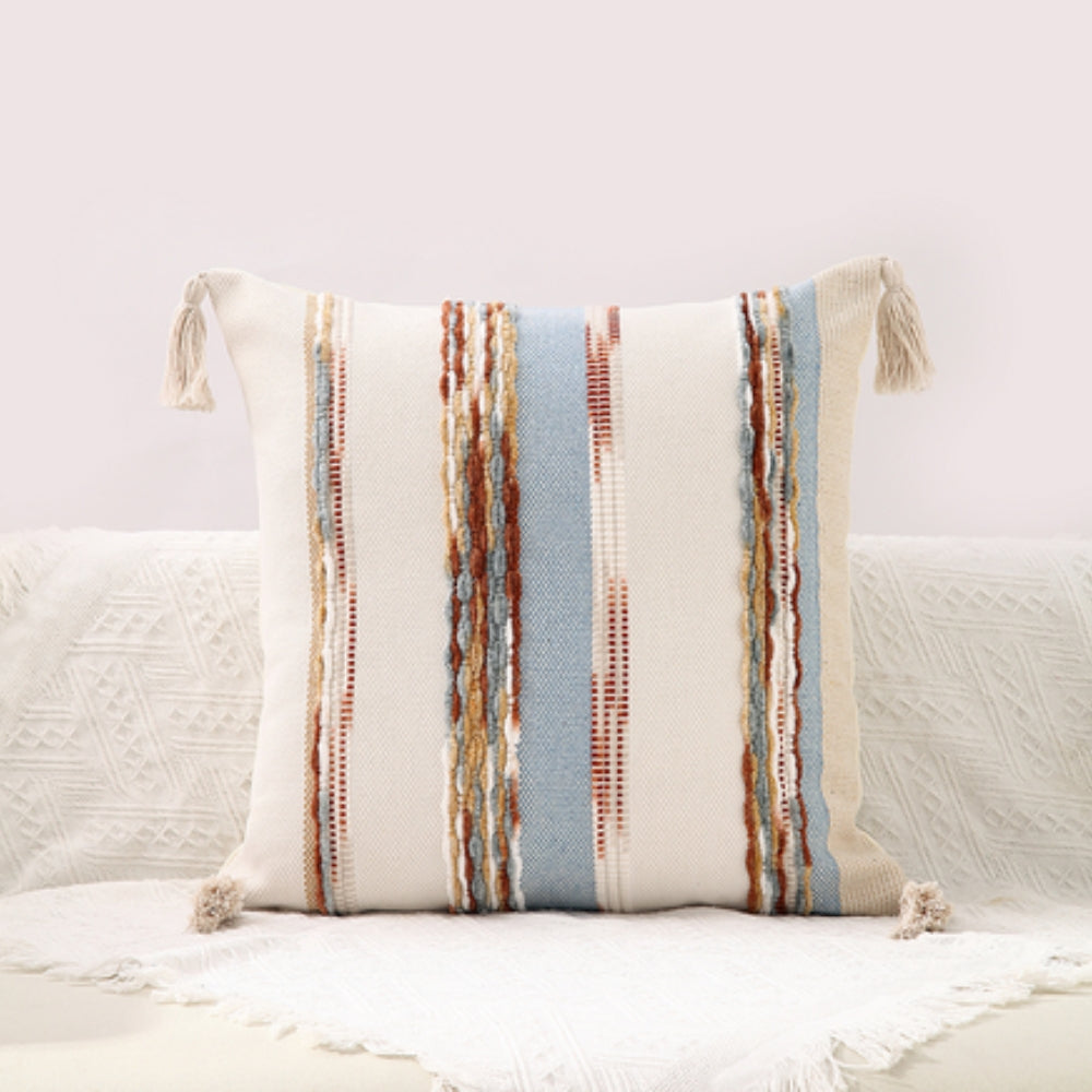 Cushion Cover Reversible Boho Stripe Tassels