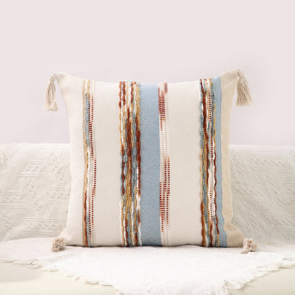 Cushion Cover Reversible Boho Stripe Tassels
