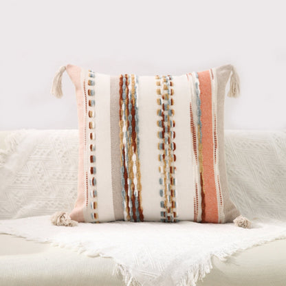 Cushion Cover Reversible Boho Stripe Tassels