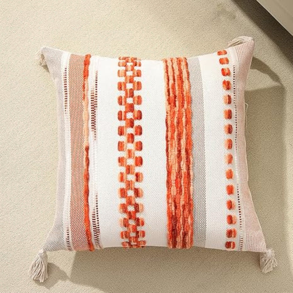Cushion Cover Reversible Boho Stripe Tassels