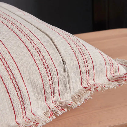 Cushion Cover Scandi Stripe Jacquard Fringed Edges
