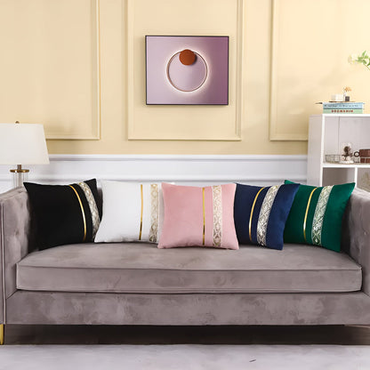 Cushion Cover Sequined Gold Stripes Hidden Zip
