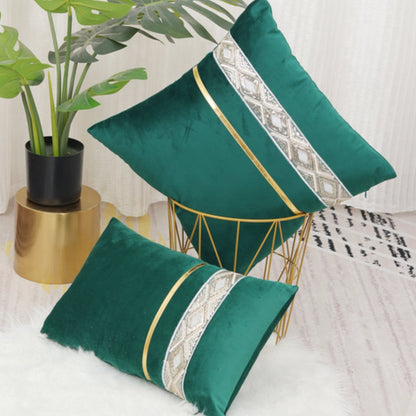Cushion Cover Sequined Gold Stripes Hidden Zip
