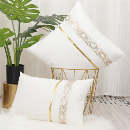 Cushion Cover Sequined Gold Stripes Hidden Zip