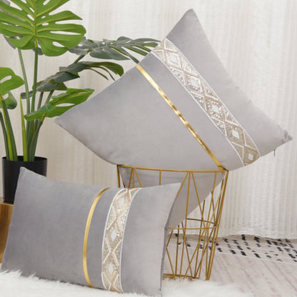 Cushion Cover Sequined Gold Stripes Hidden Zip