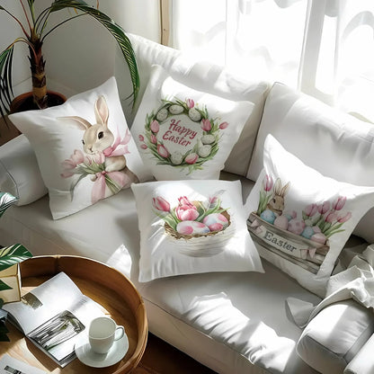 Cushion Cover Set Easter Floral 4-Pack Peach-Skin Polyester