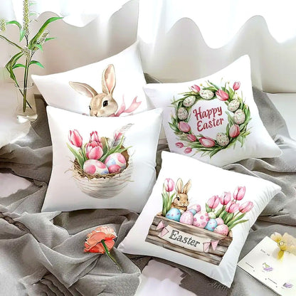 Cushion Cover Set Easter Floral 4-Pack Peach-Skin Polyester