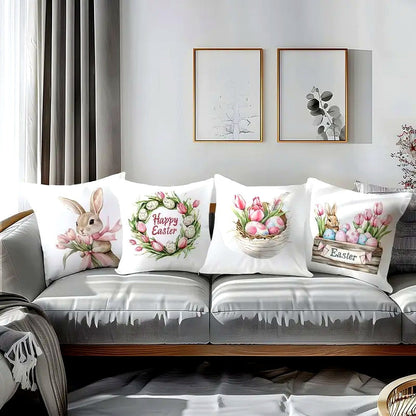 Cushion Cover Set Easter Floral 4-Pack Peach-Skin Polyester
