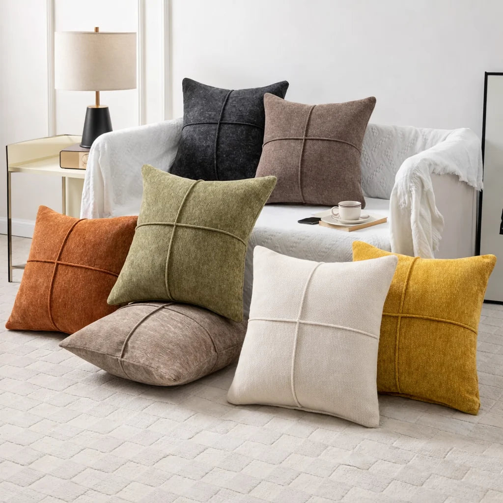 Cushion Cover Soft Microfiber Stitched Panel