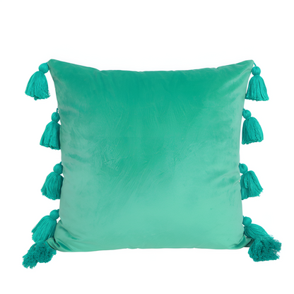 Cushion Cover Soft Velvet Boho Tassels 18 x 18
