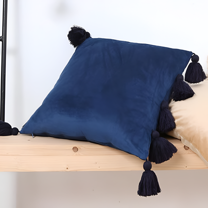 Cushion Cover Soft Velvet Boho Tassels 18 x 18