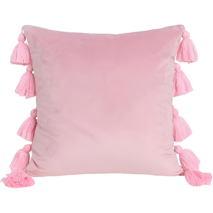 Cushion Cover Soft Velvet Boho Tassels 18 x 18