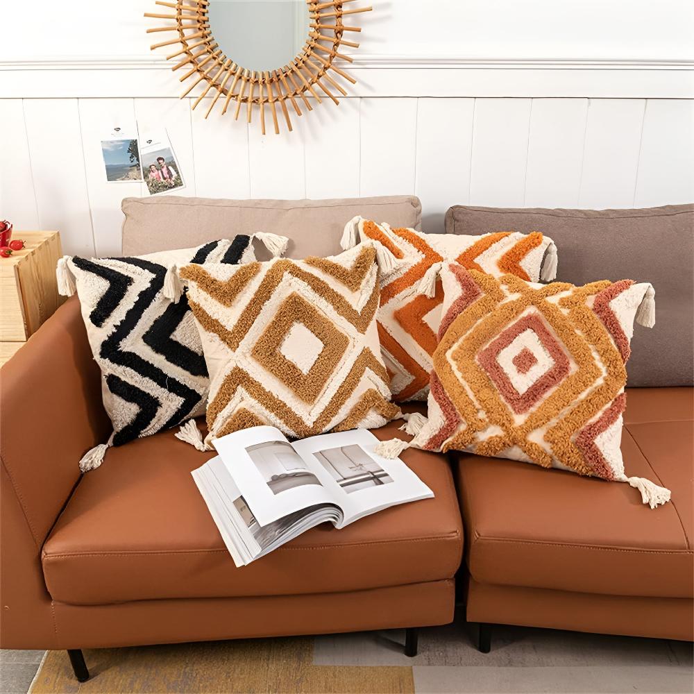 Cushion Cover Tufted Boho Cotton 18x18