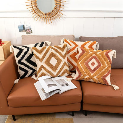 Cushion Cover Tufted Boho Cotton 18x18