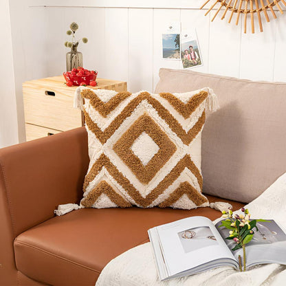 Cushion Cover Tufted Boho Cotton 18x18