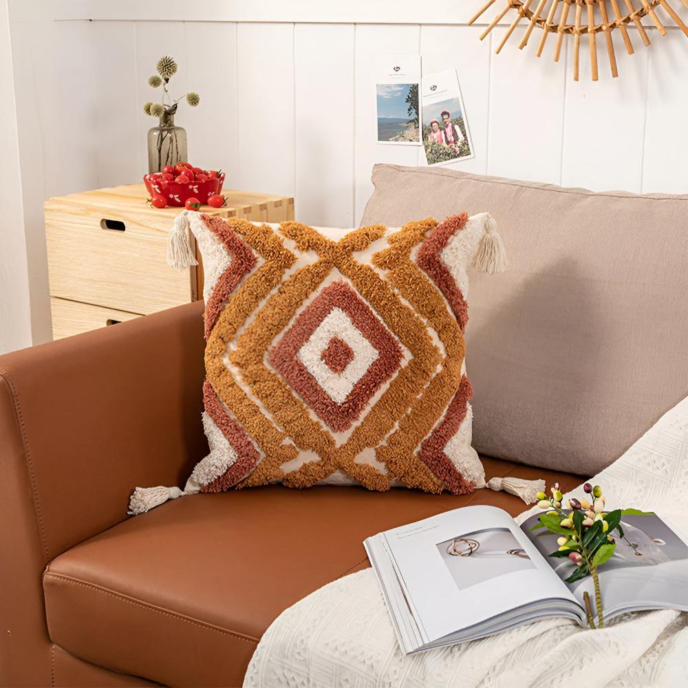 Cushion Cover Tufted Boho Cotton 18x18