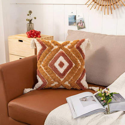 Cushion Cover Tufted Boho Cotton 18x18